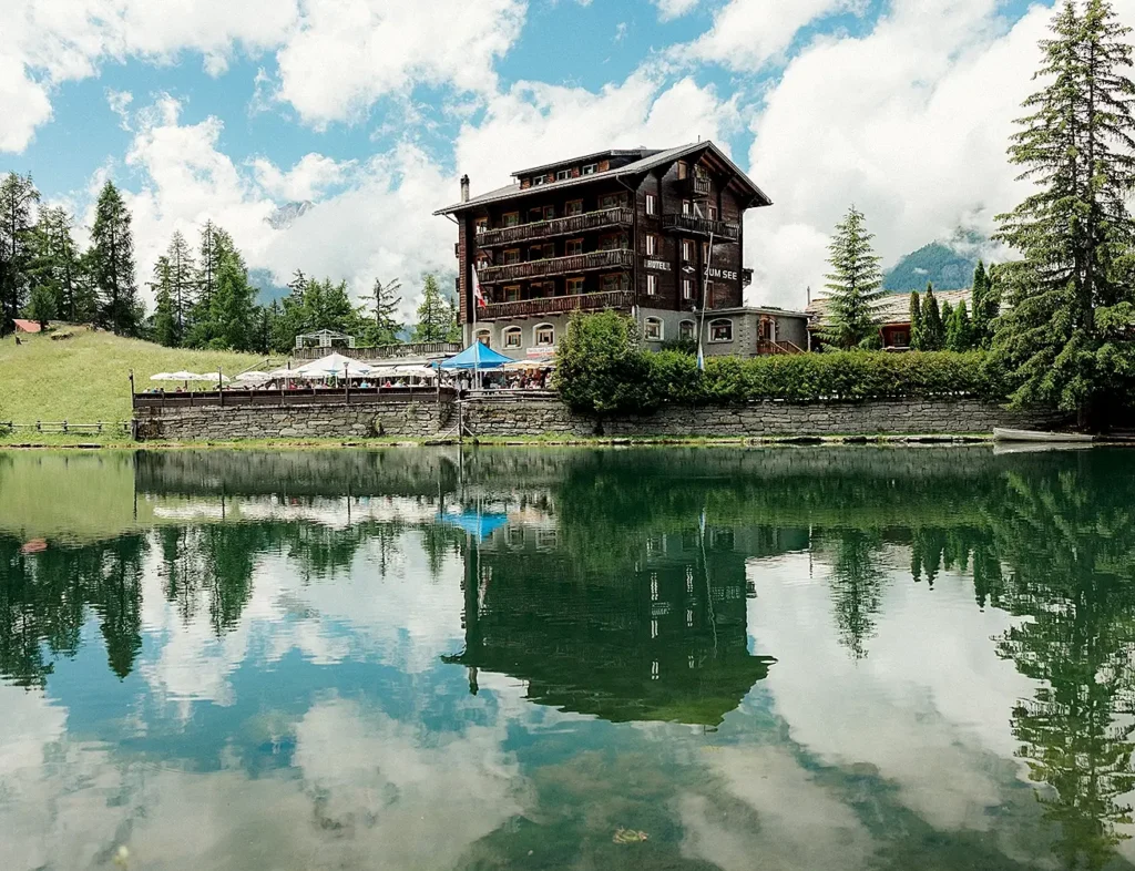 View restaurant to the lake in Grächen